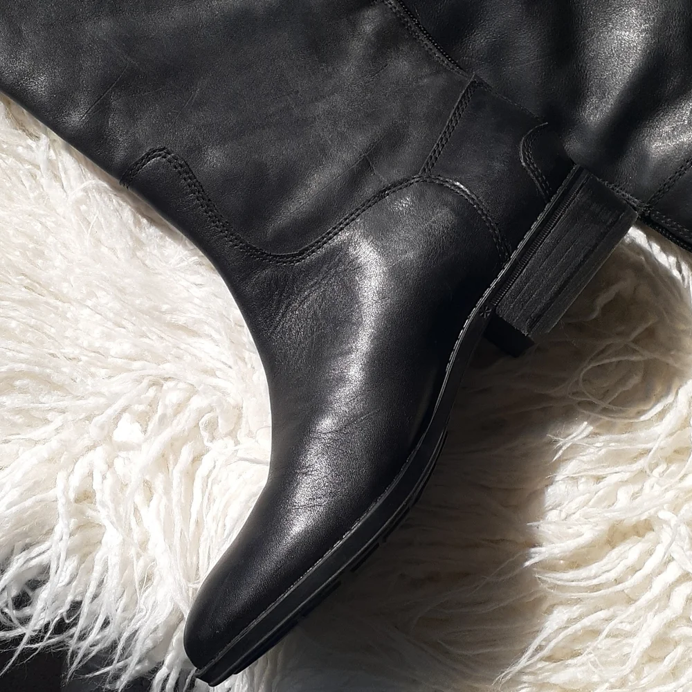 Sam Edelman Black Tall Leather Riding Boots
